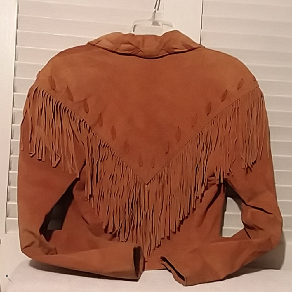 Women's Tan Suede Fringe Jacket - Picture 2 of 10